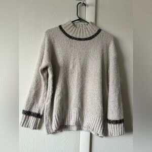 Mystree Cream Turtleneck Sweater with Sparkle Trim size L